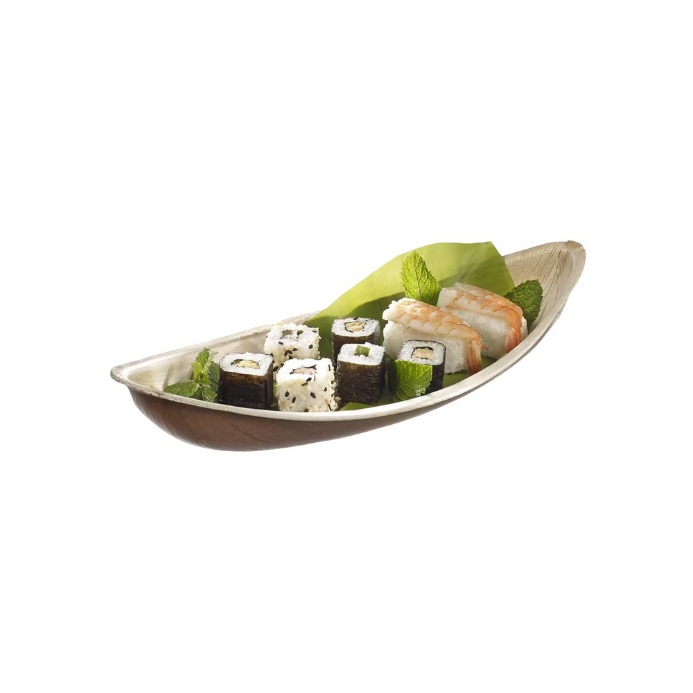 Plat bateau en feuille de palmier naturel 301x130x58mm Plat bateau en feuille de palmier naturel 301x130x58mm