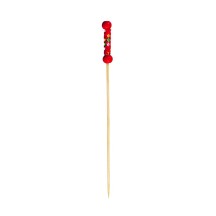 Brochette perle rouge en bambou 120mm 200 pièces